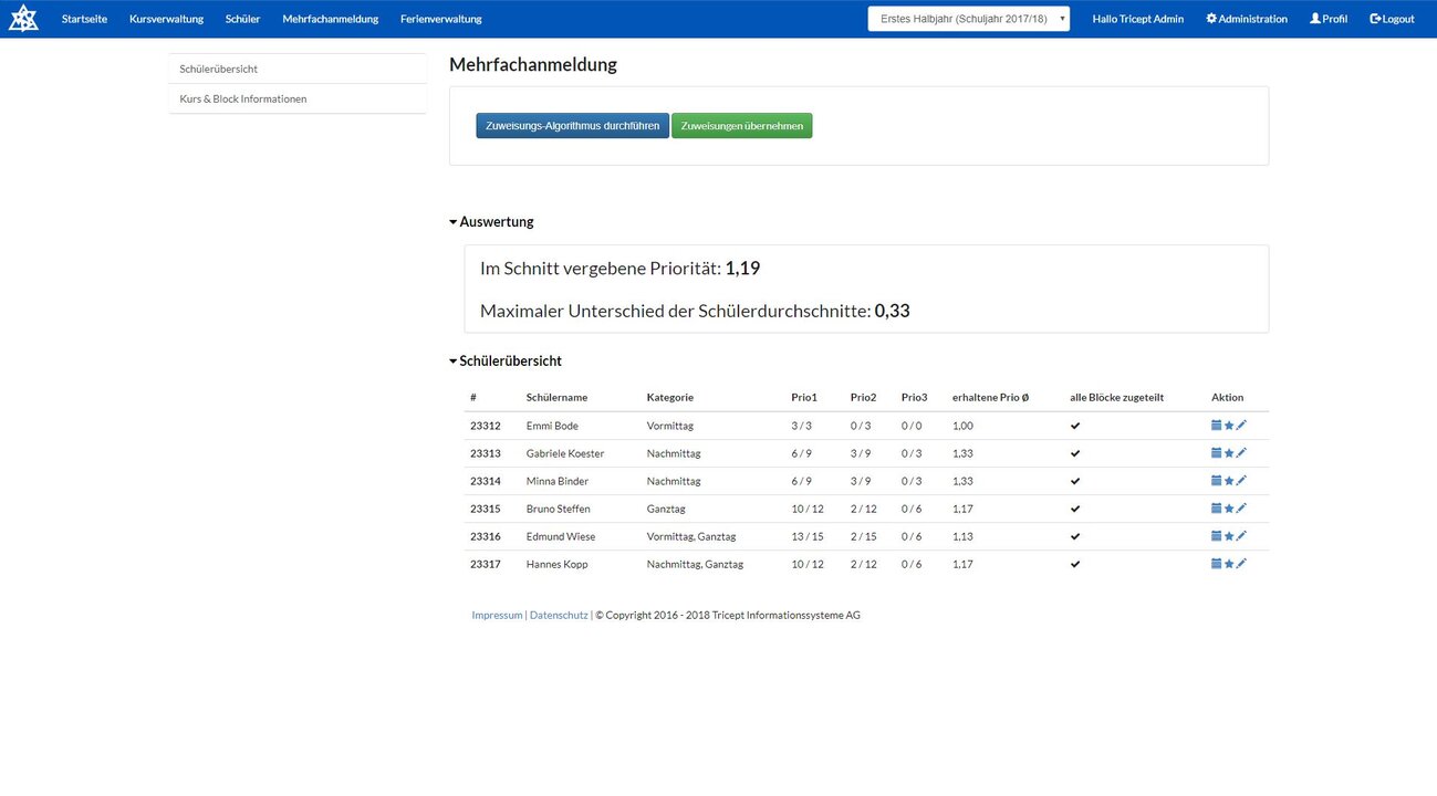 Mehrfachanmeldung bei der Kursauswahl: Neue Funktion der Software ONLINE-GANZTAGSSCHULE.DE 