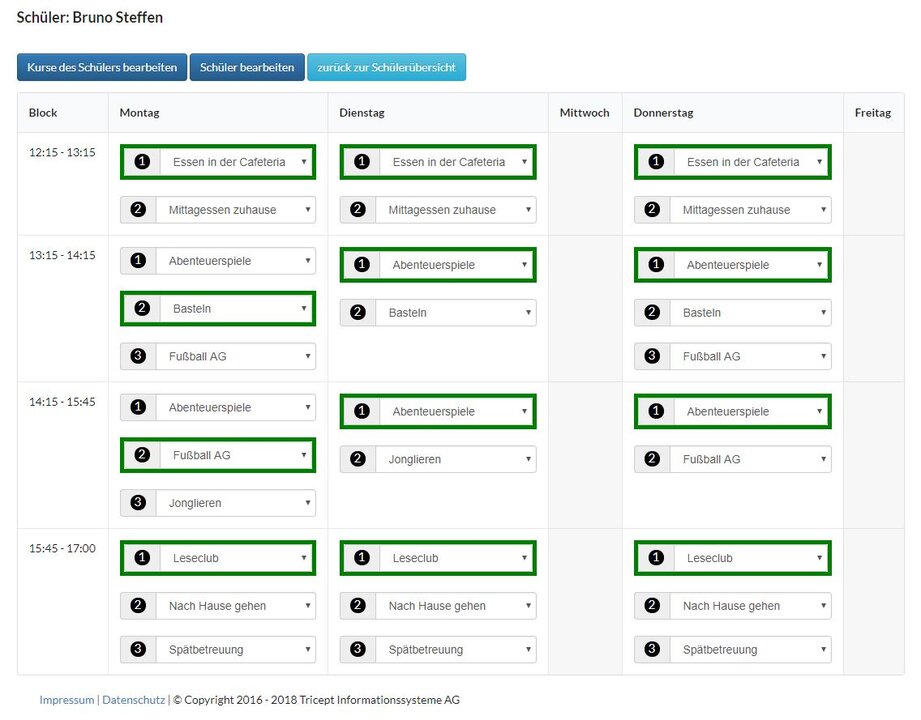 Mehrfachanmeldung bei der Kursauswahl: Neue Funktion der Software ONLINE-GANZTAGSSCHULE.DE 
